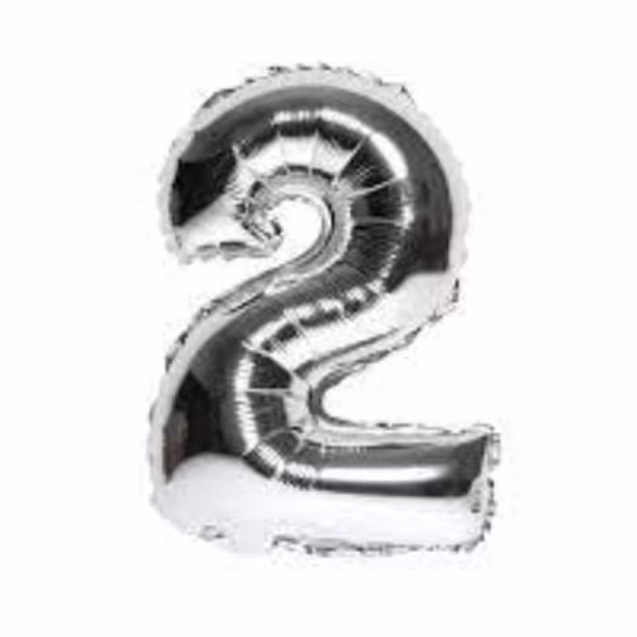 بادکنک فویلی 32 اینچ نقره ای عدد 2