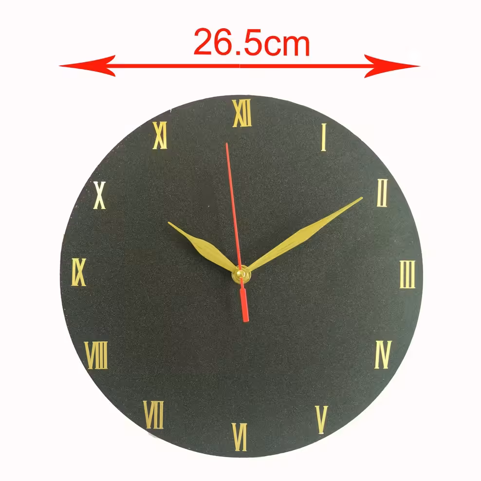 ساعت دیواری  گرد صفحه مشکی نوشته رومی