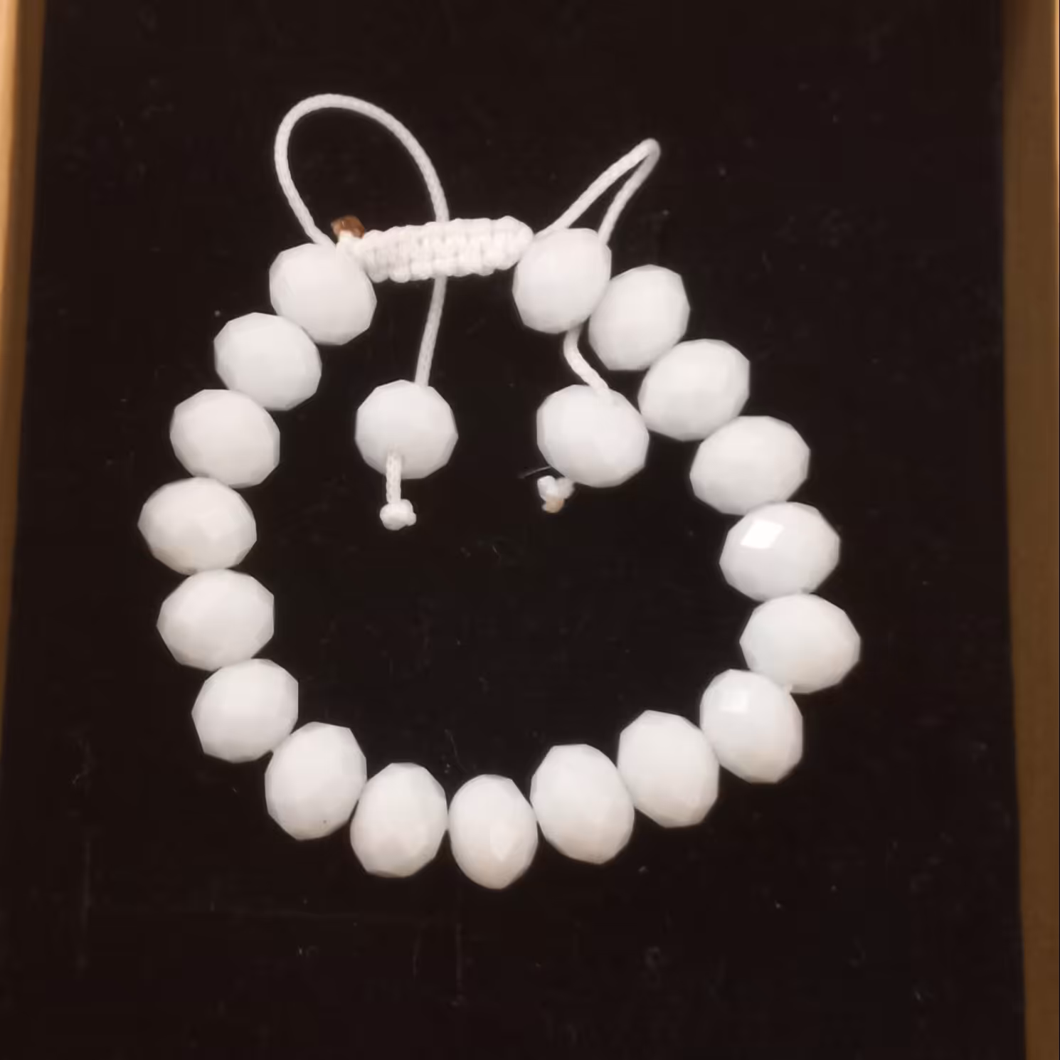 دستبند سفید کریستال ، بافت کشویی، مروارید سایز 8