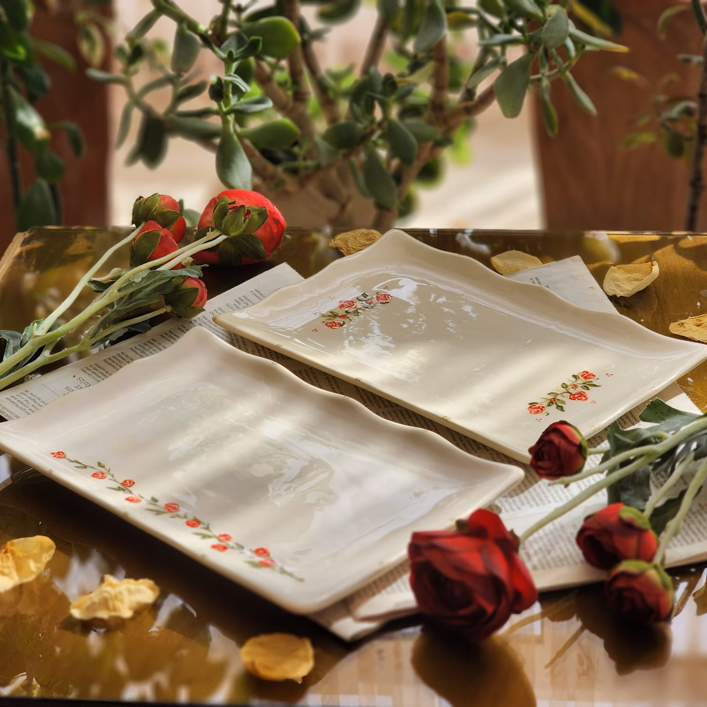 دیس طرح گل لستر طلا 