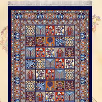 گلیم فرش ماشینی کاشان طرح خشتی سرمه ای3متری(1در3)(هزینه ارسال باخریداروپس کرایه میباشد)