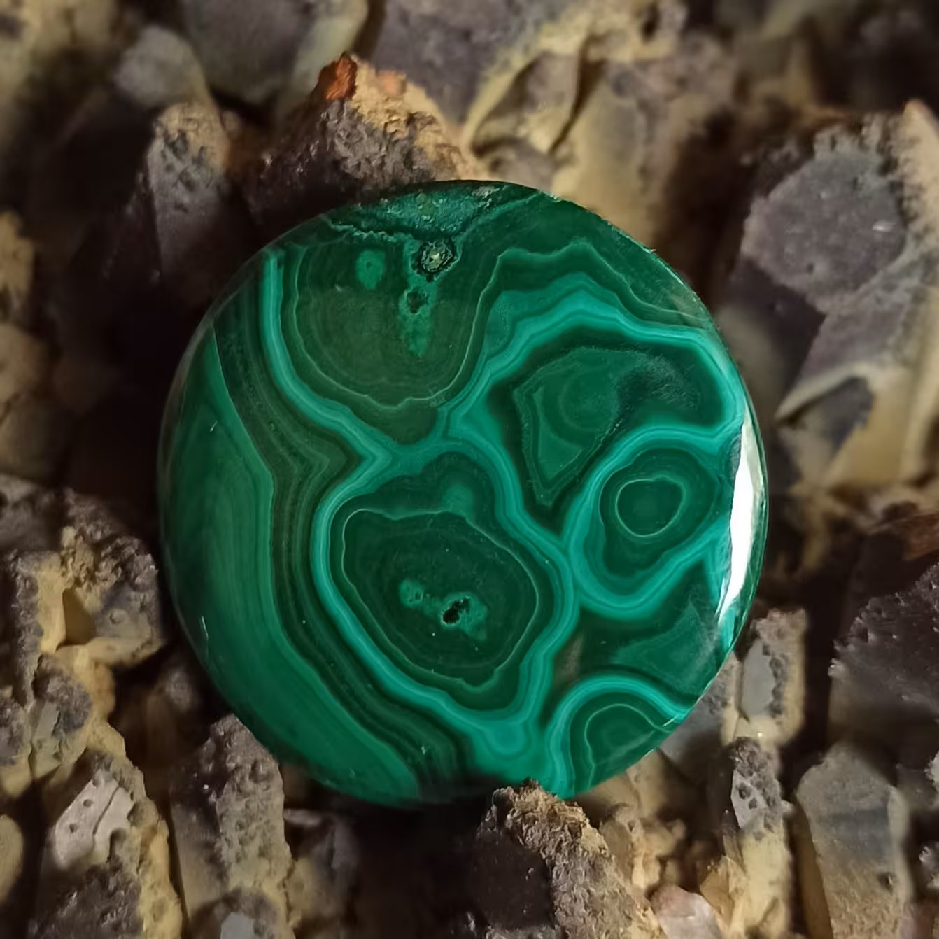 نگین سنگ مالاکیت نواری کنگو کد 515