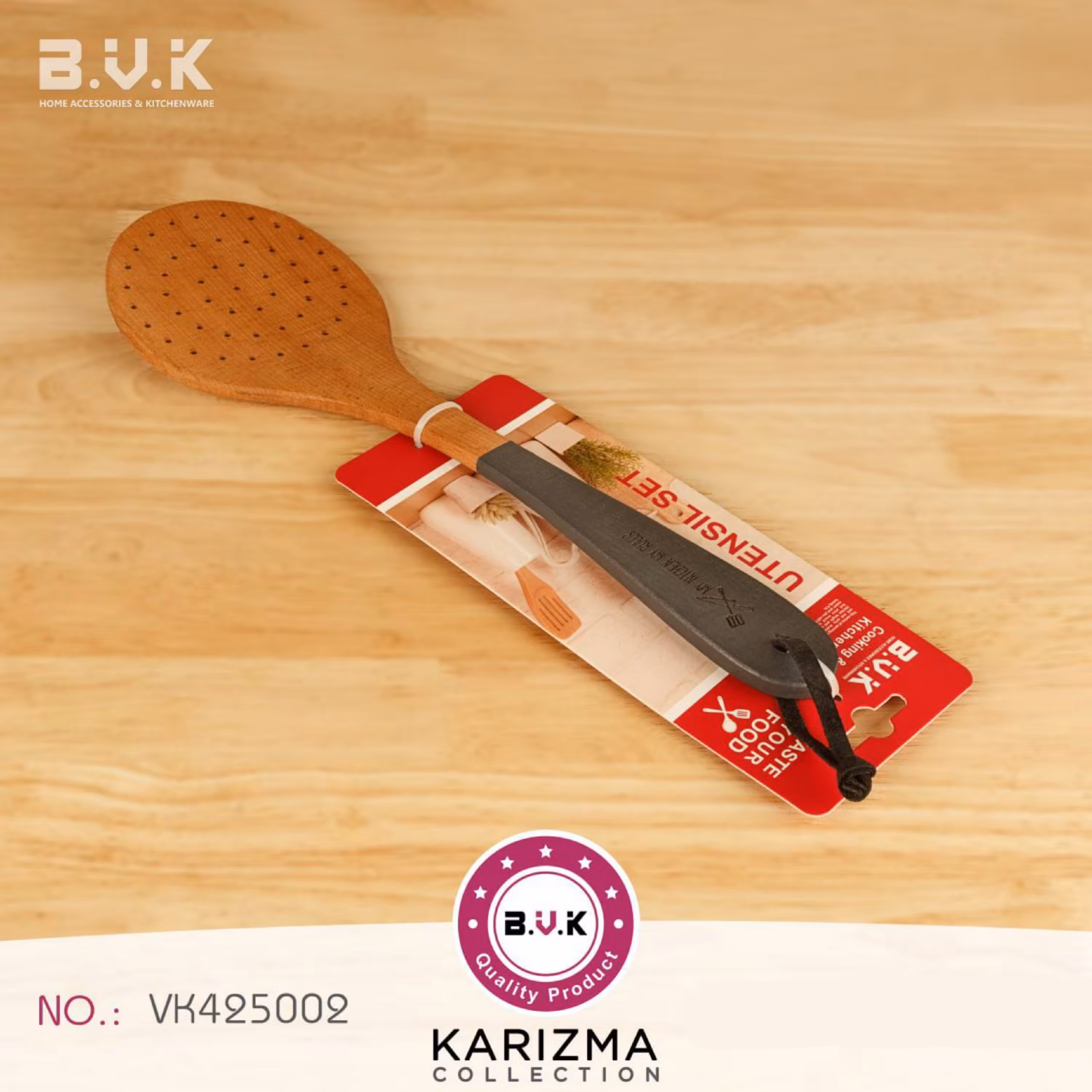 کفگیر چوبی بی وی کی VK425002 مدل کاریزما دودی 