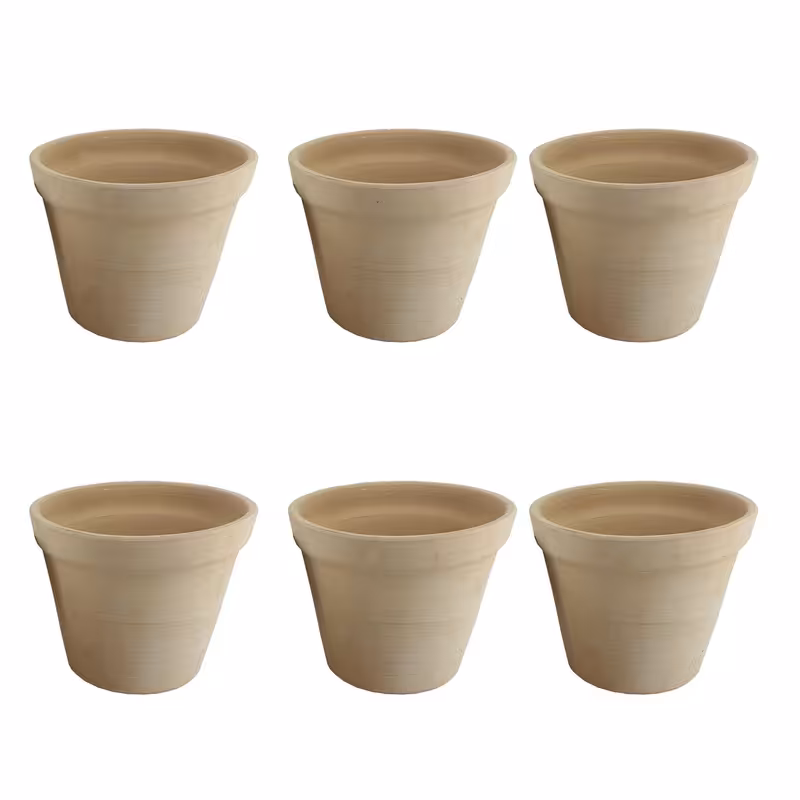 گلدان سفالی خام مدل استوانه ای لندنی کد 7 بسته 6 عددی ( پس کرایه )