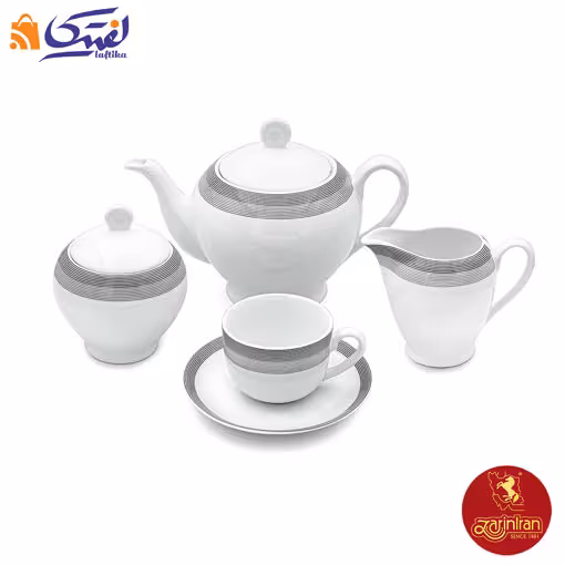 سرویس چای خوری چینی زرین ایتالیا اف 17 پارچه سیلور لاینر