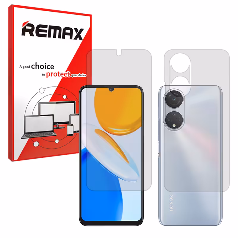 گلس صفحه نمایش و پشت گوشی آنر X7 مدل هیدروژلی شفاف برند ریمکس کد SS