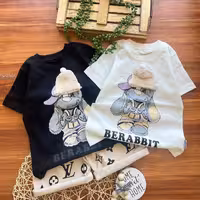 ست اسپرت تیشرت و شلوارک خرس کلاهدار سایز  40 تا 55 مناسب دختر و پسر