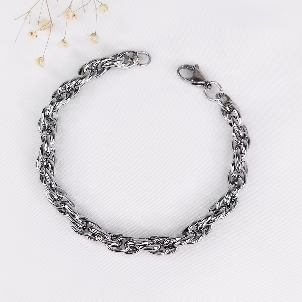 دستبند برند استیل با آلیاژ آب طلا کد 10757