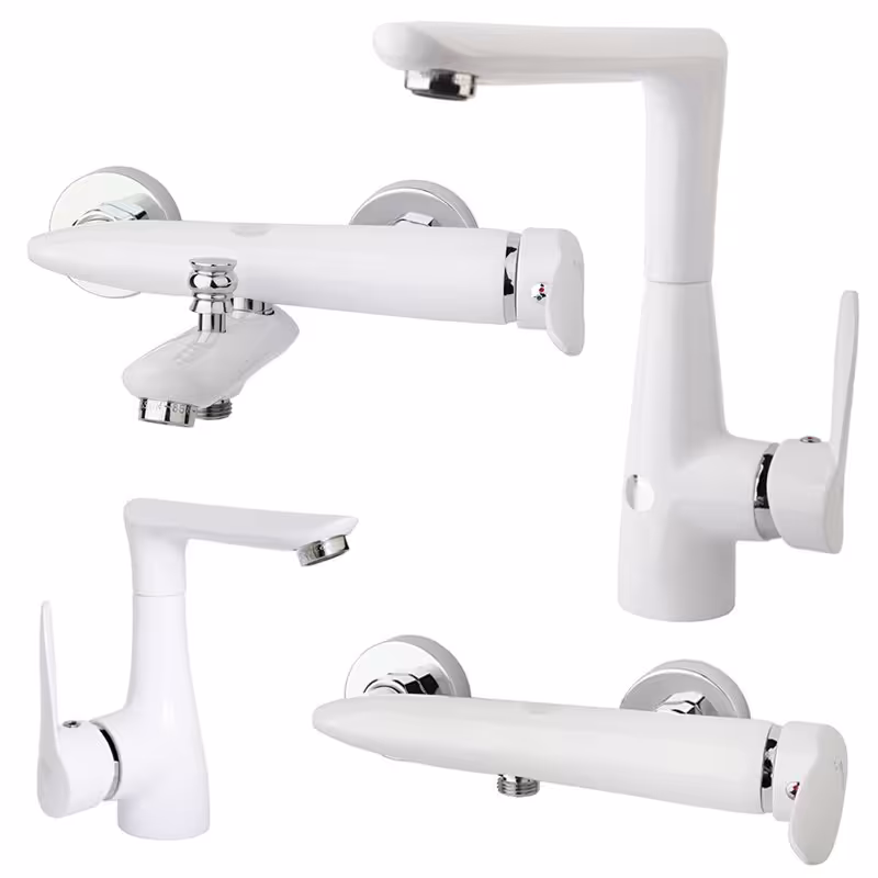 سری شیر اهرمی راسان مدل رابیت سفید کروم