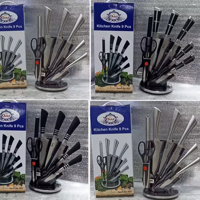 سرویس کارد ساطوری O.N.E  تیغه فولادی 9 پارچه در 3 طرح