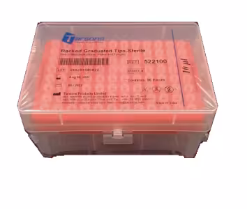 سرسمپلر کریستالی داخل رک بدون فیلتر پایه کوتاه 10-0٫5 میکرولیتر DnaseRnaseFree بسته 96 عددی