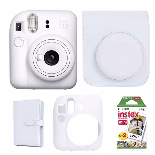 پک کامل دوربین چاپ سریع اینستکس مینی 12 فوجی فیلم Fujifilm Instax Mini 12 White Package
