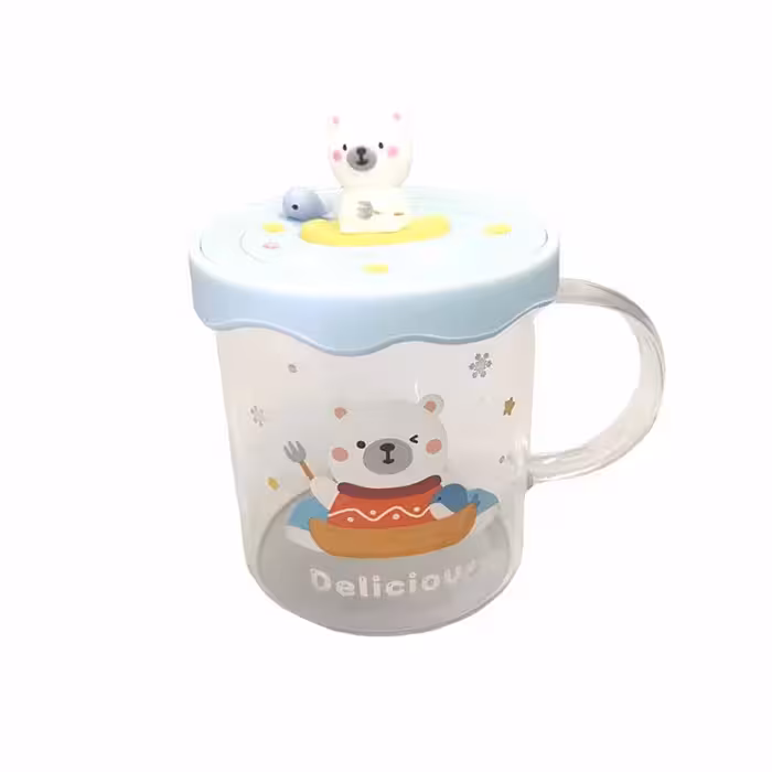 ماگ درب دار پیرکس فانتزی طرح خرس کد292