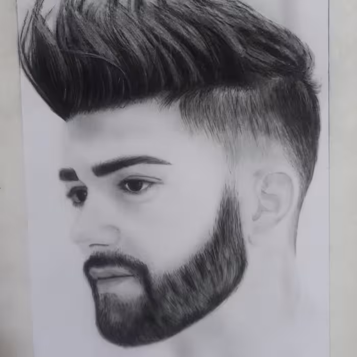 طراحی چهره سیاه قلم سایز A4