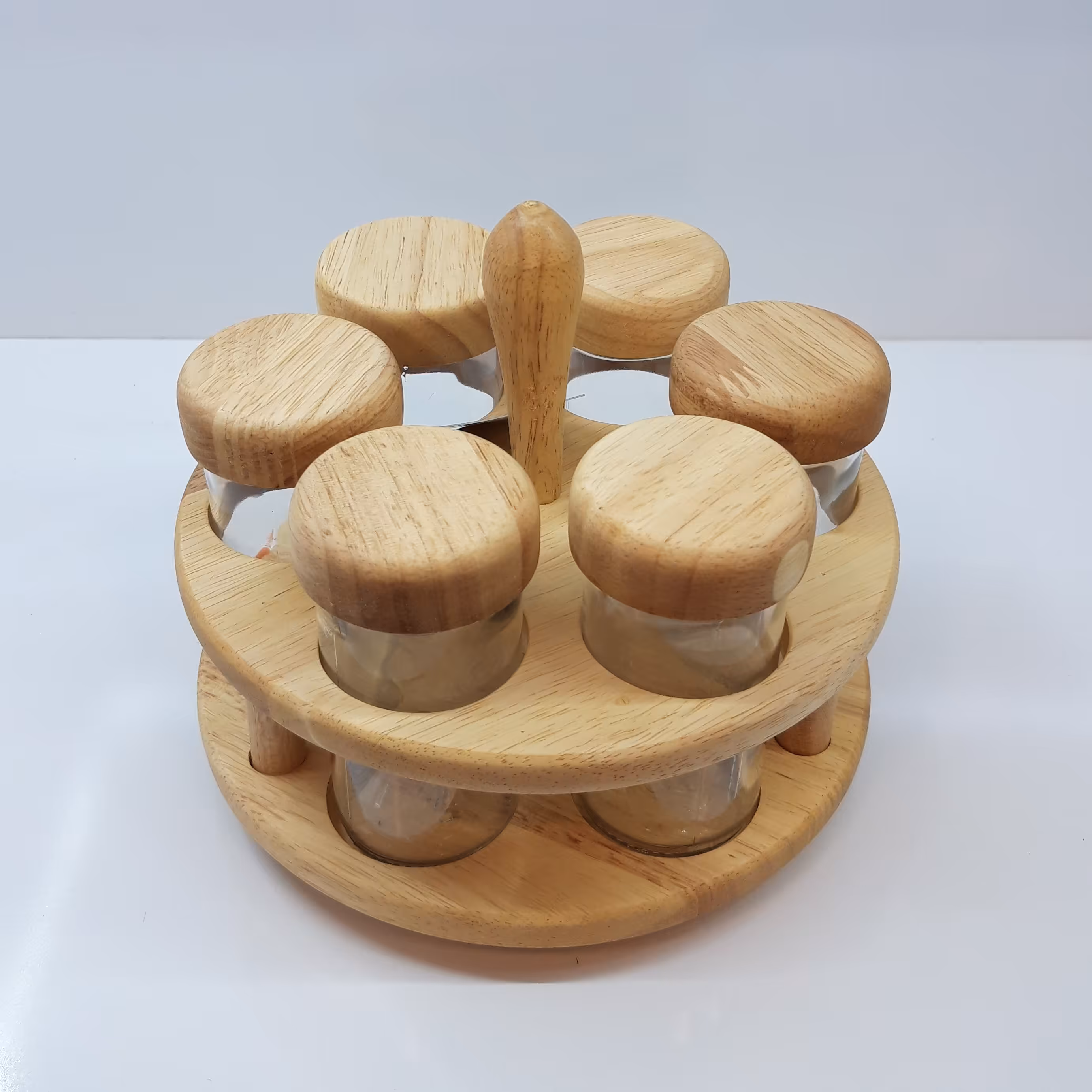 ست ادویه چوبی گرد 6 تایی گردان