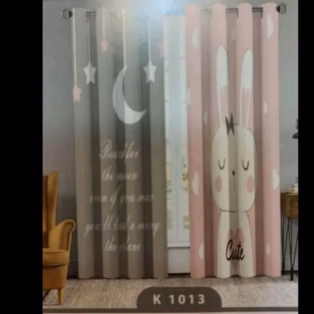 پرده چاپی پانچ اتاق کودک دو قواره طرح کارتونی و فانتزی کدk1013 (پس کرایه)