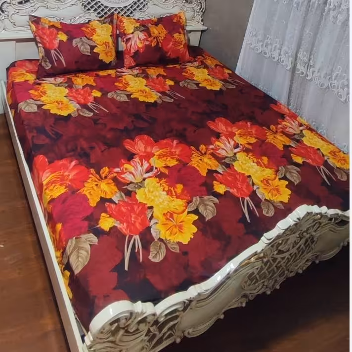 روتختی خوشخواب 2نفره گل دار قرمز سرخ زرد روتختی دو نفره گلدار 2 نفره
