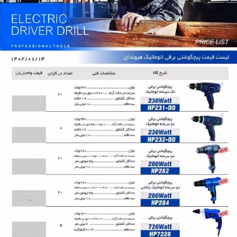 پیچگوشتی برقی 2 سرعته هیوندای 7228