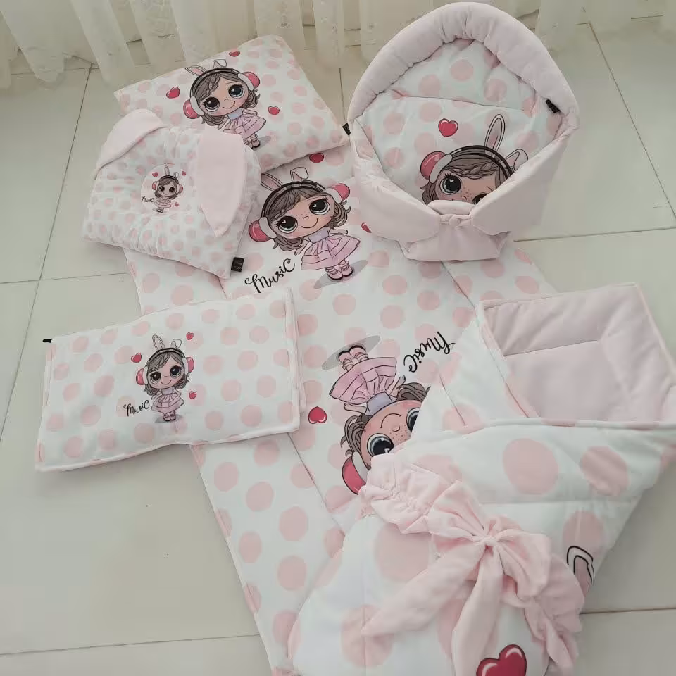 سرویس خواب نوزاد نیلو دوخت قابل سفارش در رنگ ها و سایز های مختلف