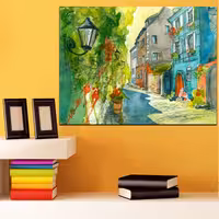 تابلو شاسی طرح نقاشی شهر کد 99 سایز 30x40 سانتیمتر