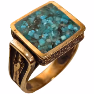 انگشتر مردانه طلاروس مدل فیروزه کد GL091 طرح هخامنشی
