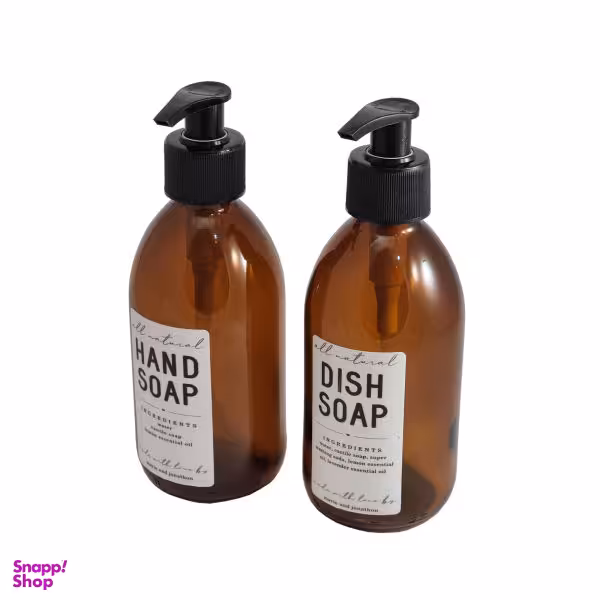 مخزن مایع دستشویی مدل لیبل‌ دار مجموعه دو عددی