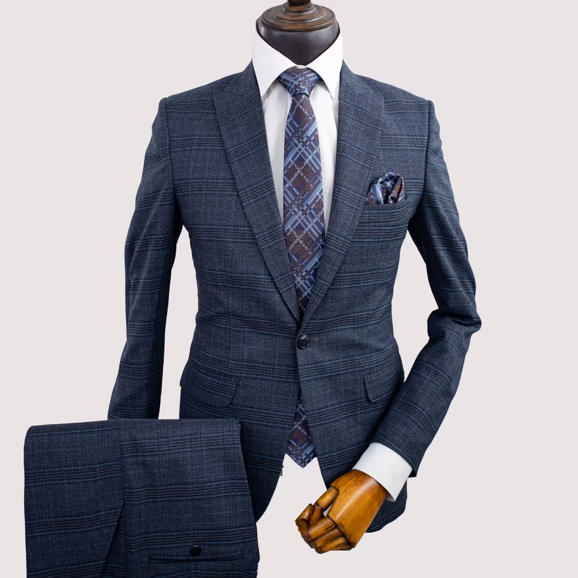 کت و شلوار مردانه پرنس دوگال آبی کش با ارسال رایگان