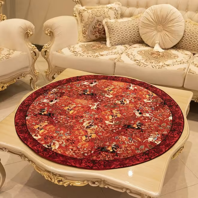 رومیزی گرد 100x100 طرح شکارگاه