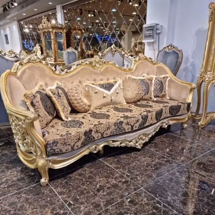 مبل نه نفره تمام راش پر منبت سلطان 