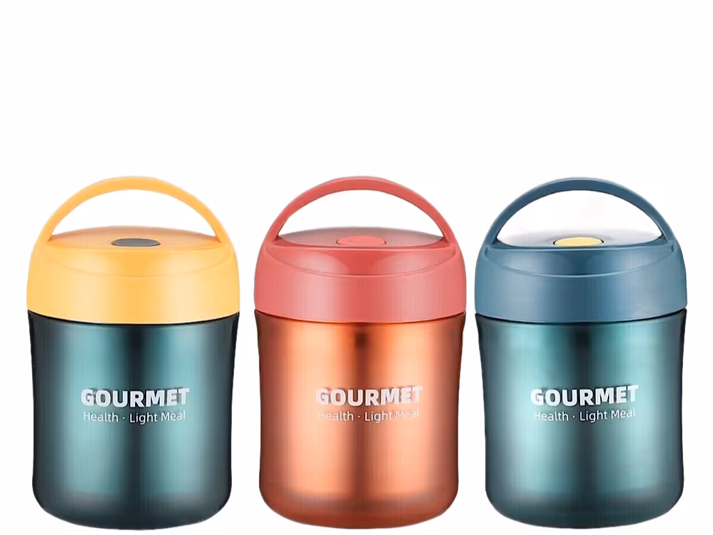 ظرف غذا استیل حجم 500 میلی لیتر با قاشق GOURMET