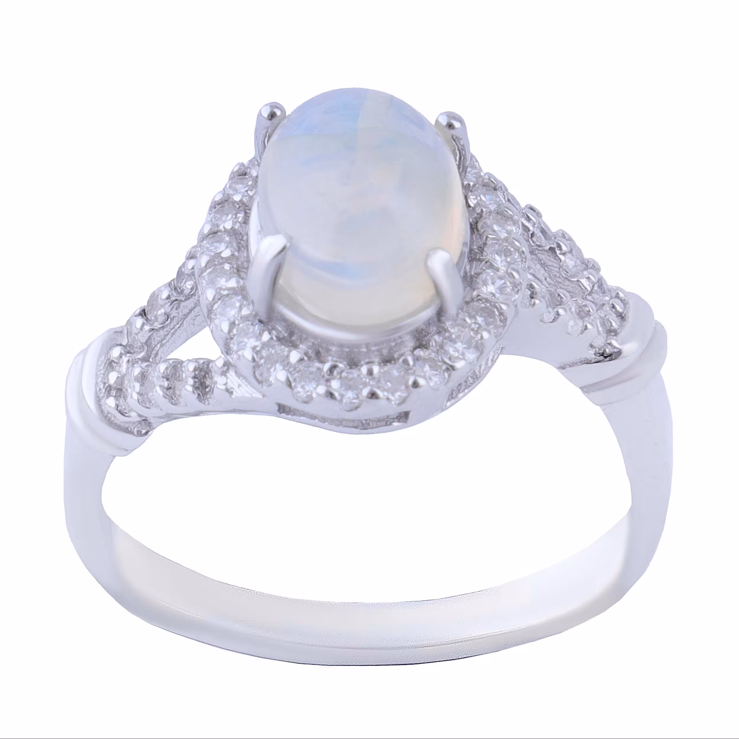 انگشتر نقره زنانه بازرگانی میلادی مدل سنگ اوپال  آبکاری رادیوم کد AWR1504