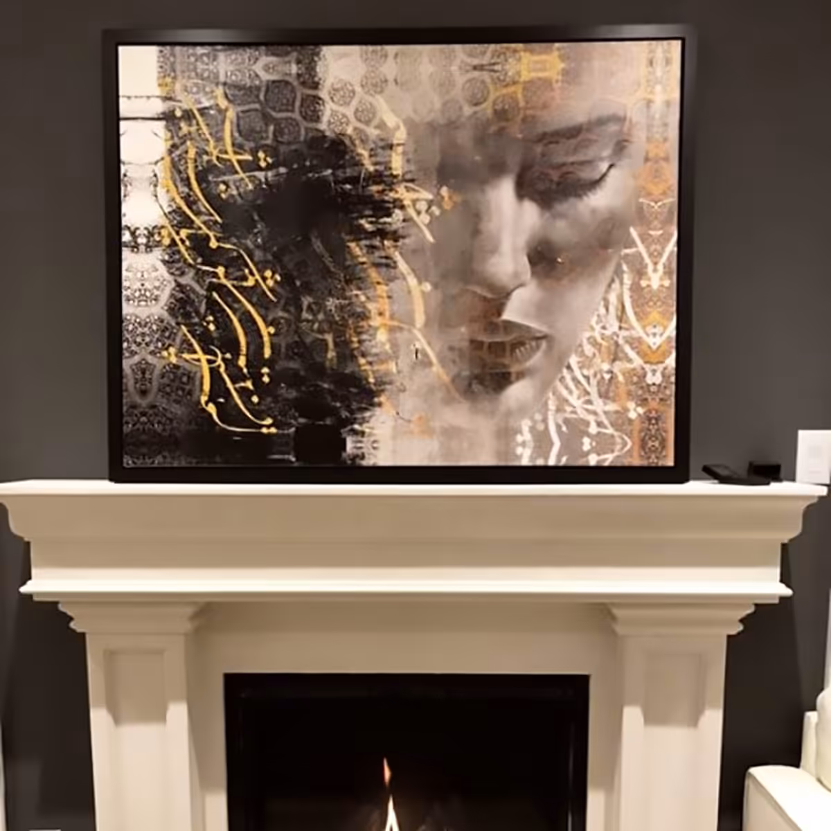 تابلو بوم تلفیقی نقاشیخط دیجیتال آرت گالری چارگوش  6631