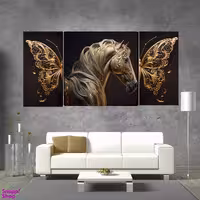 تابلو شاسی بکلیت طرح مدرن پروانه و اسب مدل SH-1536 مجموعه 3 عددی