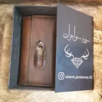 کیف پول  مردانه تمام چرم و پرکار با چرم طبیعی گاو و کیفیت دوخت بالا