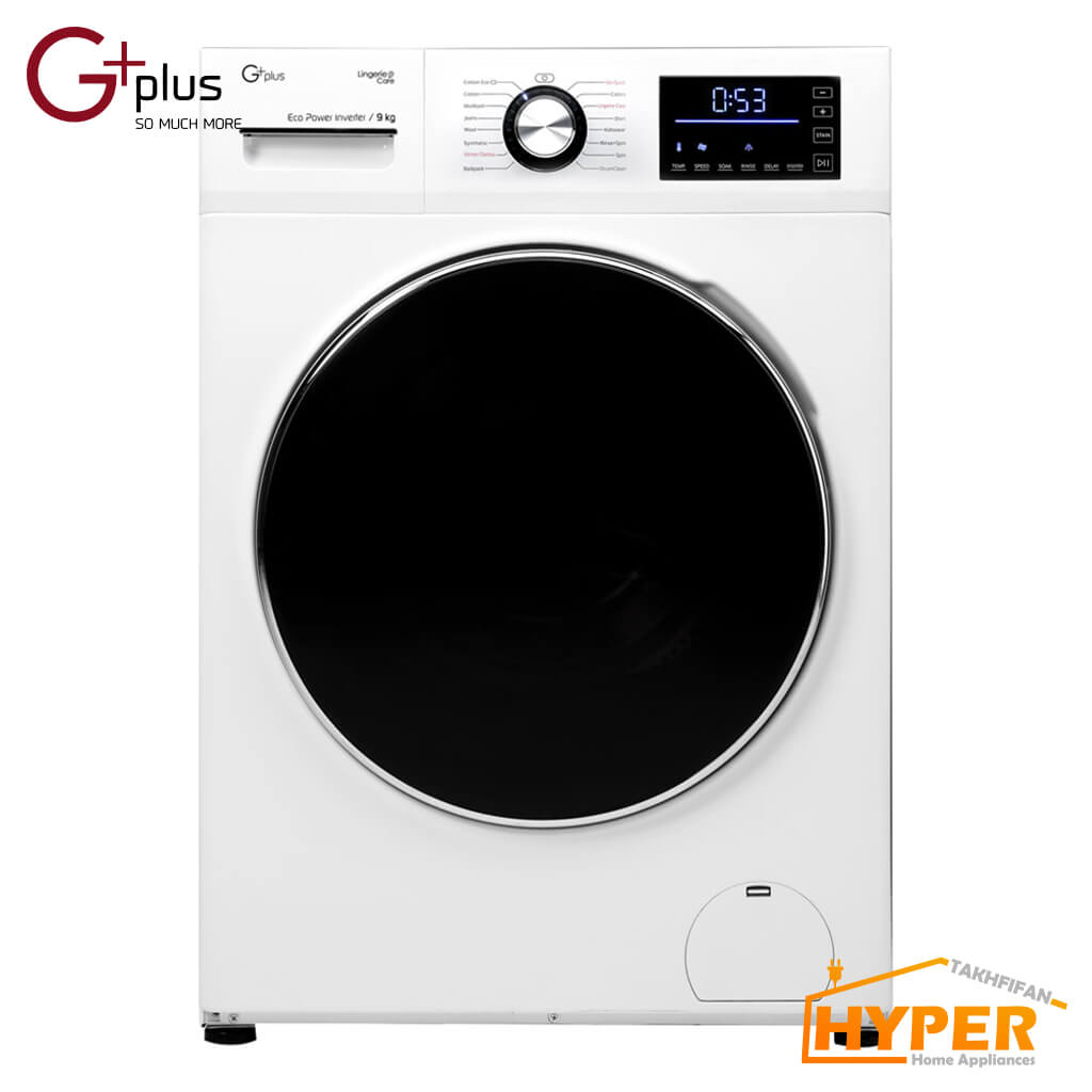 ماشین لباسشویی جی پلاس GWM-K9341W سفید 9 کیلویی