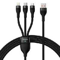 کابل تبدیل USB به MicroUSB/USB-C/لایتنینگ بیسوس مدل CB0029 66W طول 12 متر