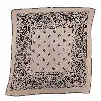 باندانا یا دستمال سر نخی مدل بته جقه اصلی کرم روشن