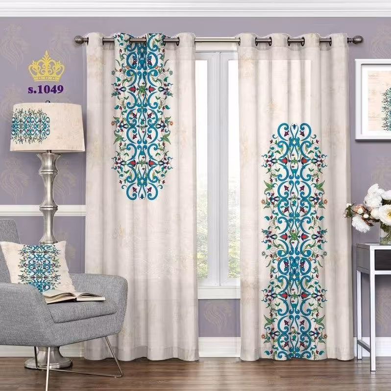 پرده تصویری دو قواره پانچ آماده طرح اسلیمی کد 1049