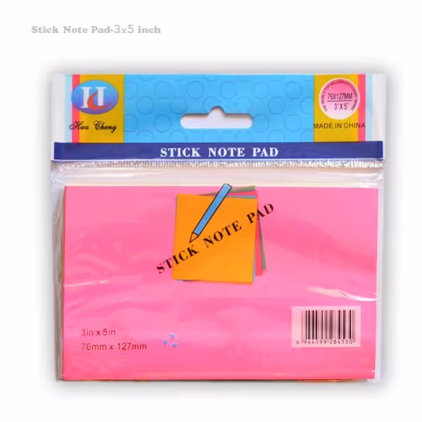 کاغذ یادداشت چسب دار رنگی 5×3 اینچ