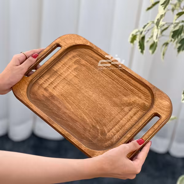 سینی چوبی دسته بغل مدل پلی وود