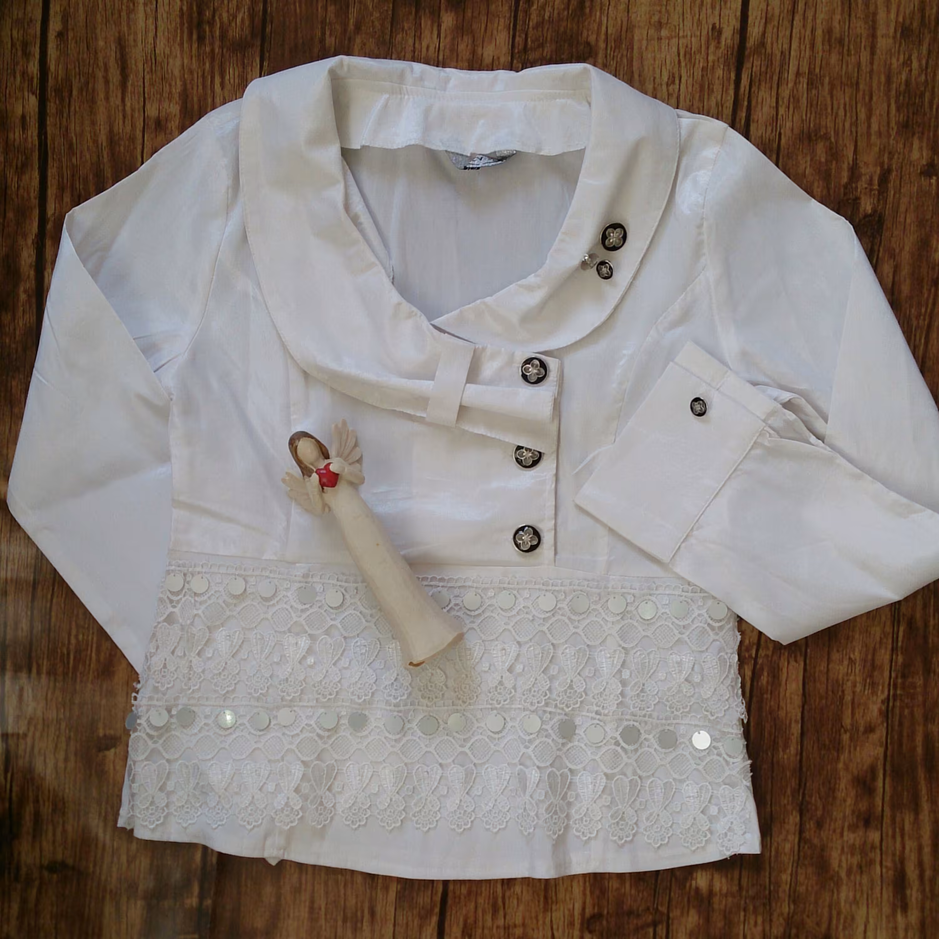 شومیز کتان کاغذی کشی گیپوردوزی