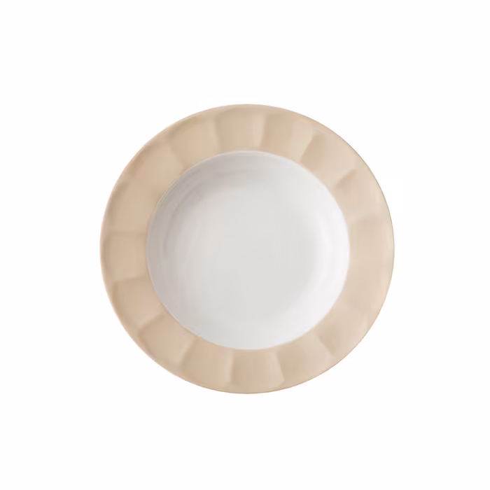 بشقاب گود 22 سانتیمتری خورش خوری پاستل کرم