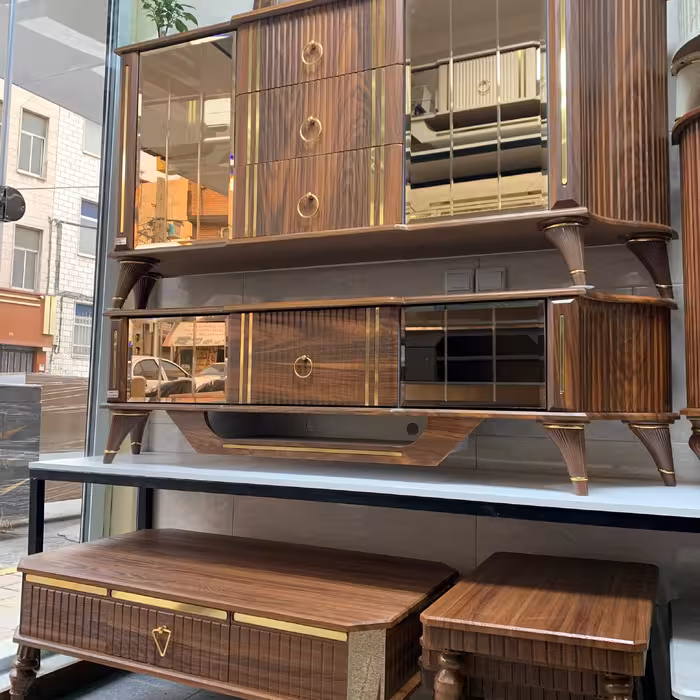 آینه کنسول مدرن میز تلویزیون چوبی جاکفشی شیک 