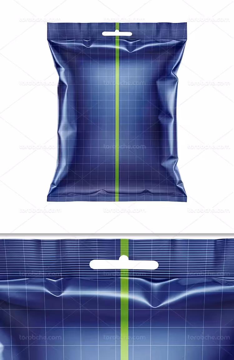 موکاپ بسته بندی فویلی ایستاده | گرافیک با طعم تربچه