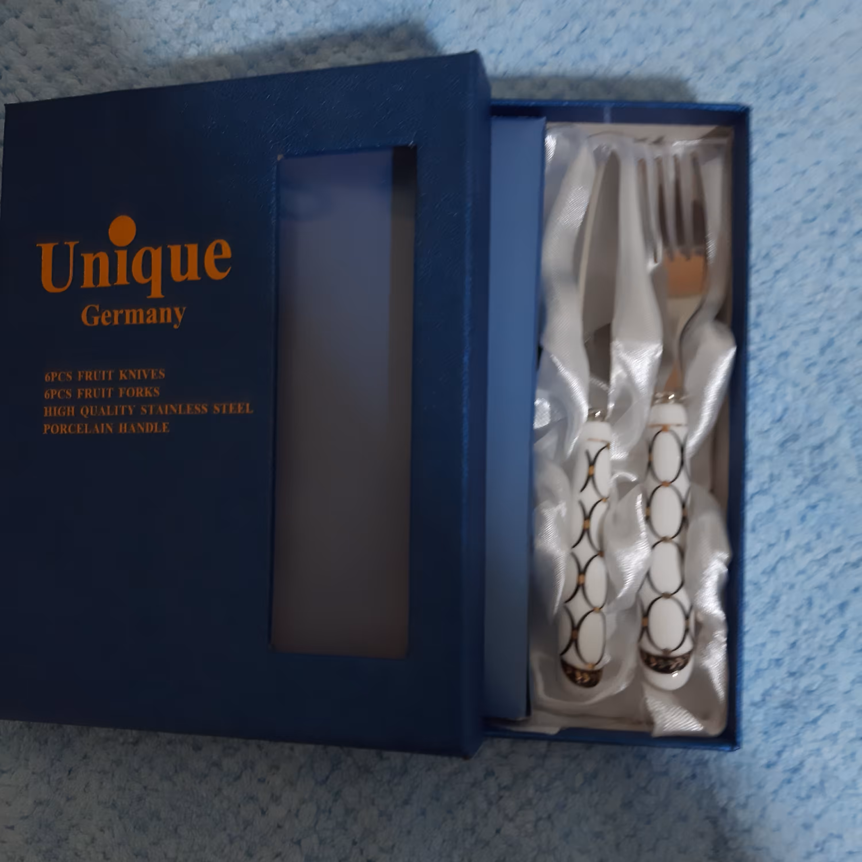 چاقو و چنگال یونیک آلمان اصلی پاکتی دسته سرامیک و تیغه اصلی