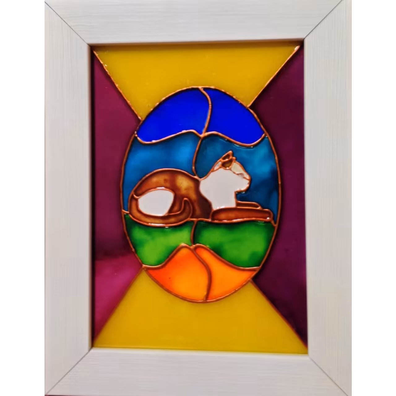 تابلو نقاشی روی شیشه ویترای طرح گربه