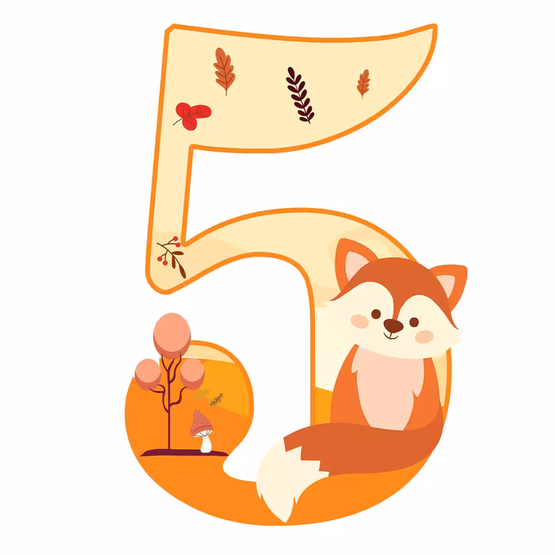 استند رومیزی تولد مدل عدد 5 طرح روباه کد 1138