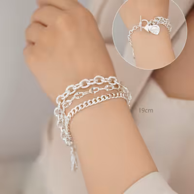 دستبند تیفانی آبکاری نقره سه لاین