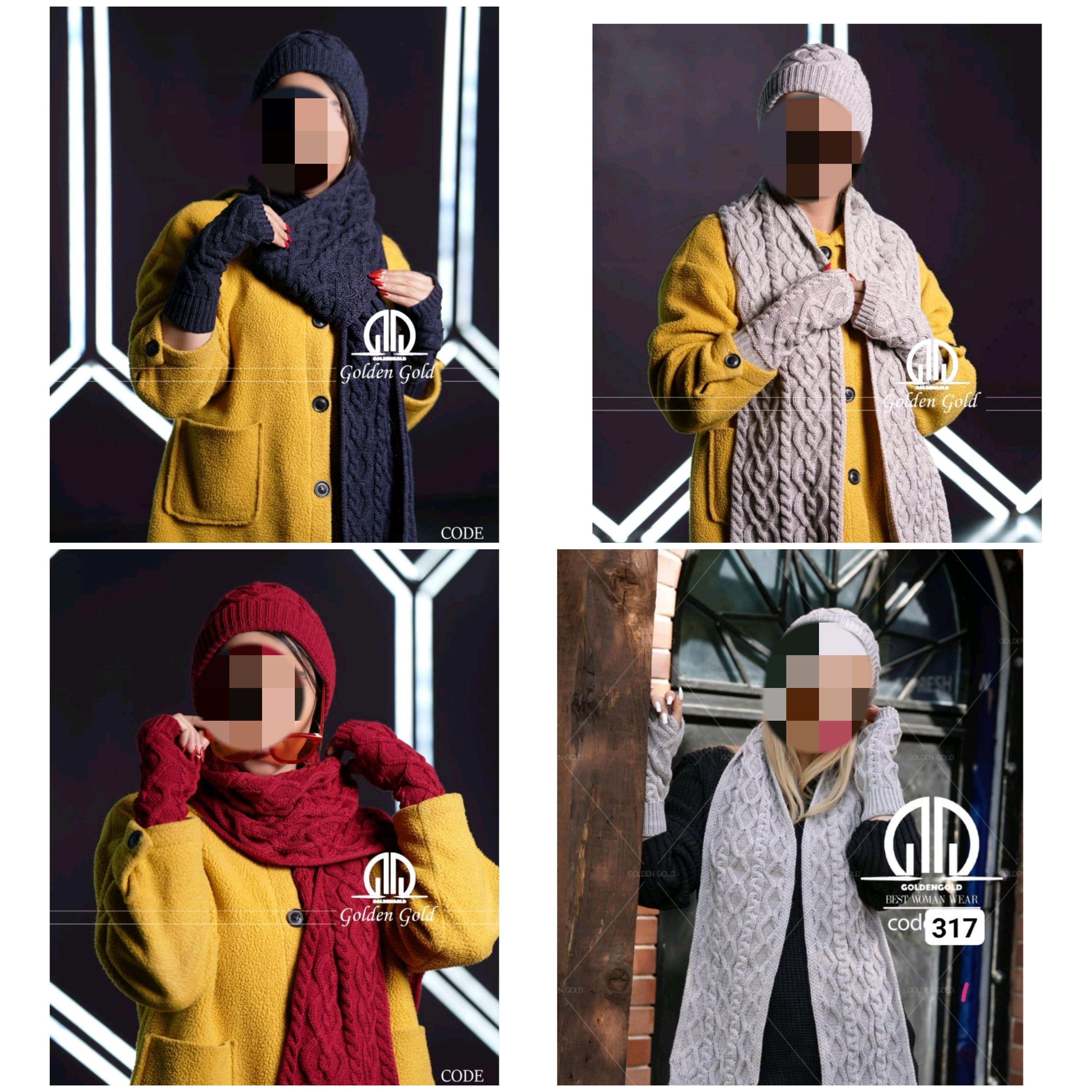 ست شال وکلاه  زن و مرد  کد 317