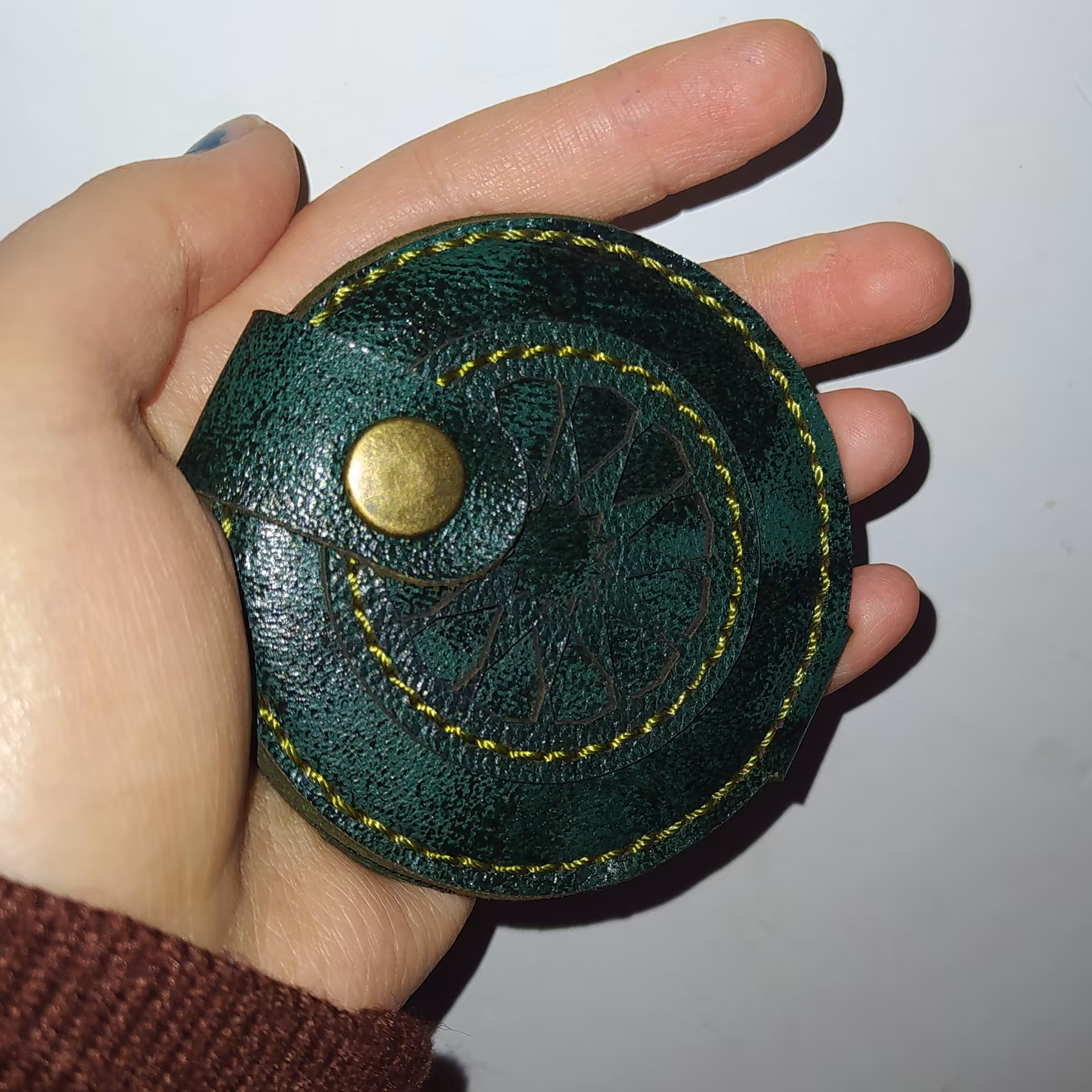 آینه دو طرفی جیبی چرمی دست دوز 